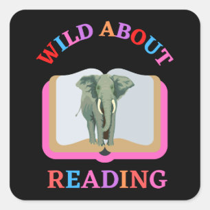 WILD ABOUT READING SQUARE STICKER