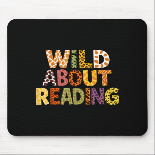 Wild about reading teacher kids bookworm funny mouse pad