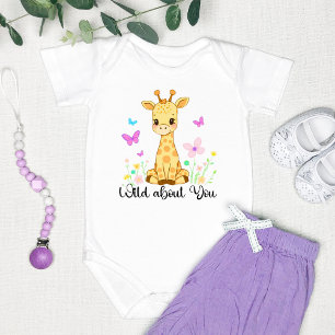 "Wild About You" Cute Giraffe  Baby Bodysuit