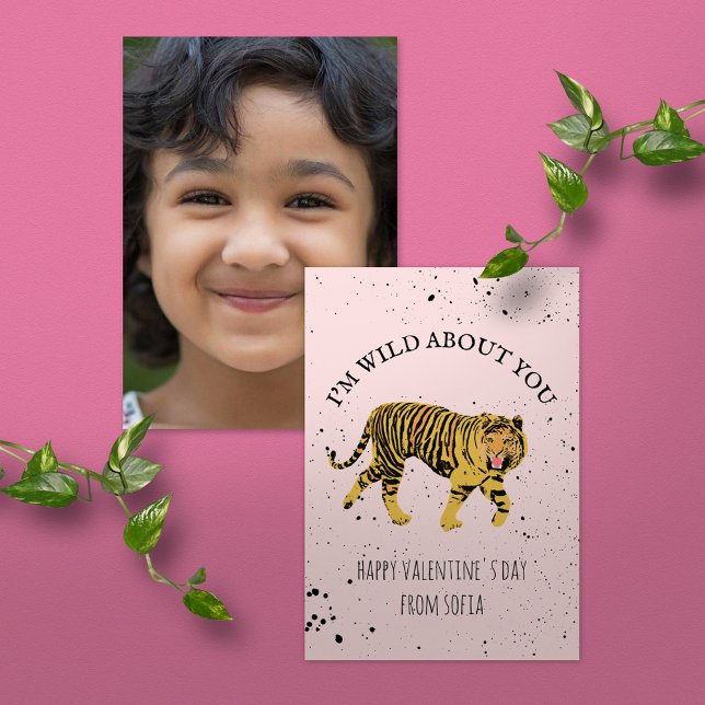 Wild About You Tiger Classroom Photo Valentine Card (Creator Uploaded)