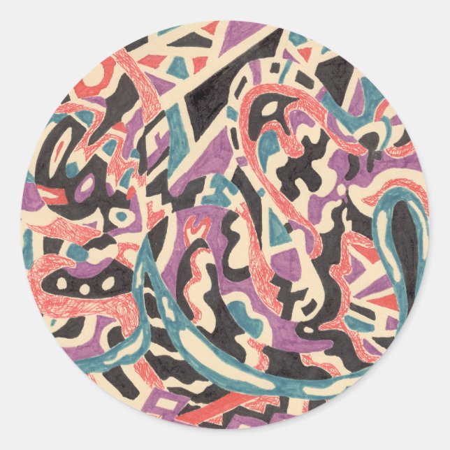 Wild, abstract classic round sticker (Front)