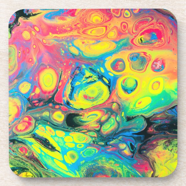 Wild Acrylic Fluid Art Abstract Coaster (Front)