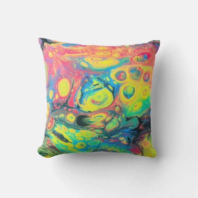 Wild Acrylic Fluid Art Abstract Cushion (Front)