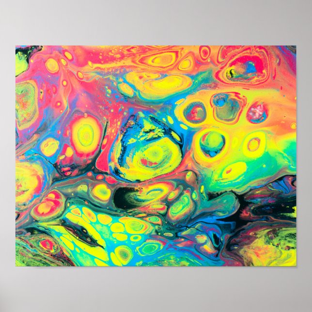 Wild Acrylic Fluid Art Abstract Poster (Front)