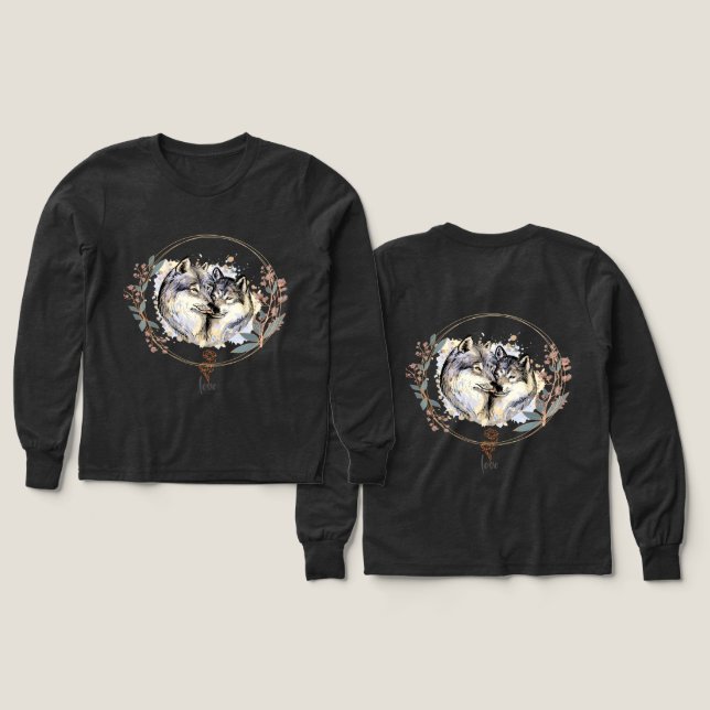 Wild Affection – Wolves in Love Illustration (Design Front & Back)