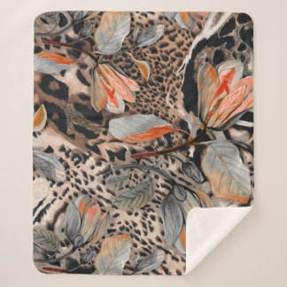 Wild African Animal Skin Pattern Sherpa Blanket