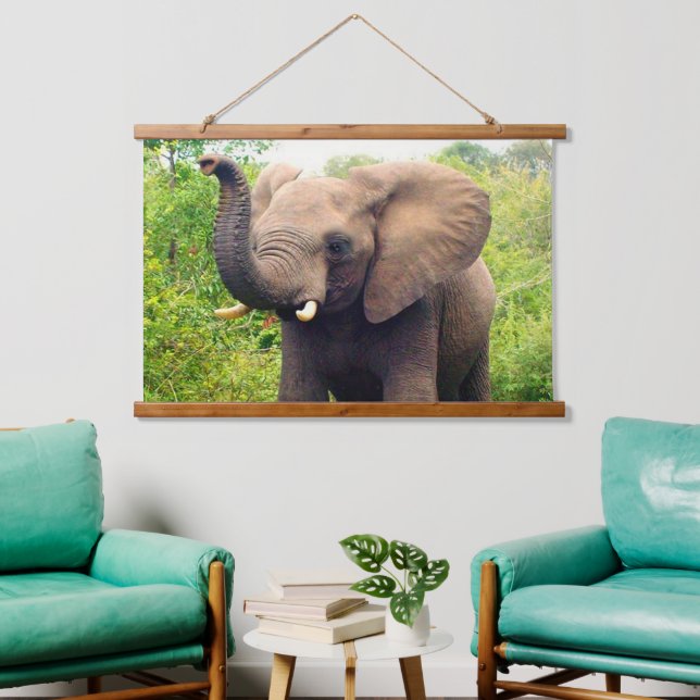 Wild African Elephant on the Jungle Hanging Tapest Hanging Tapestry (Living Room)