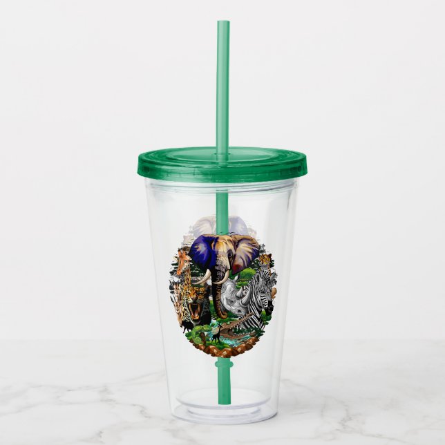 Wild African Savanna Animals Acrylic Tumbler (Front)