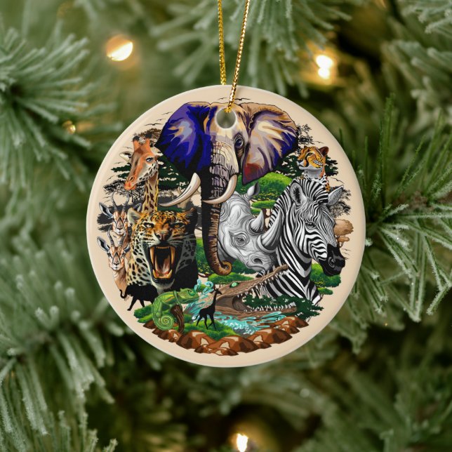 Wild African Savanna Animals Ceramic Tree Decoration (Tree)