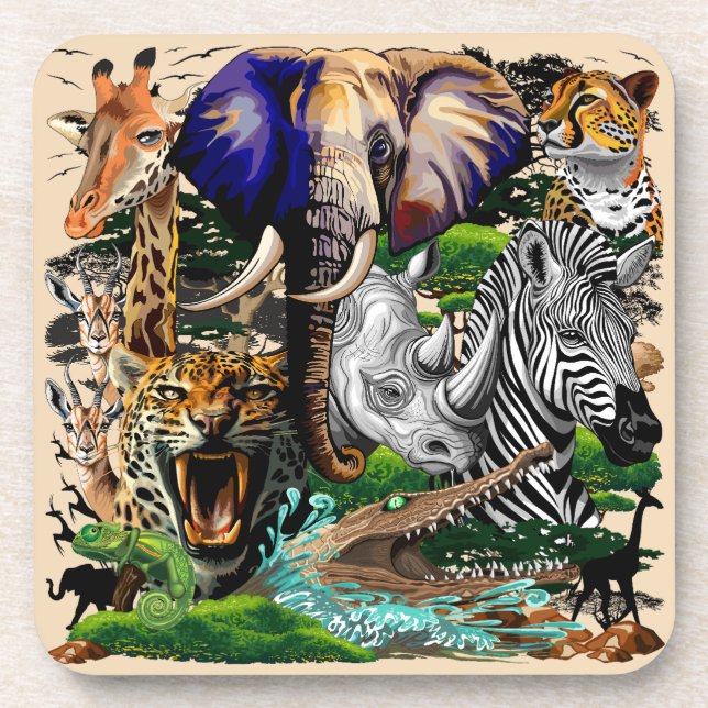 Wild African Savanna Animals Coaster (Front)