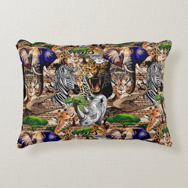 Wild African Savanna Animals Decorative Cushion (Front)