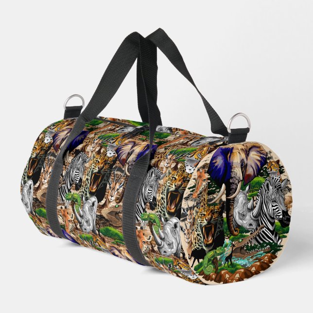 Wild African Savanna Animals Duffle Bag (Left Corner)