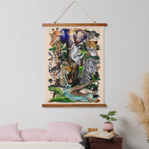 Wild African Savanna Animals Hanging Tapestry