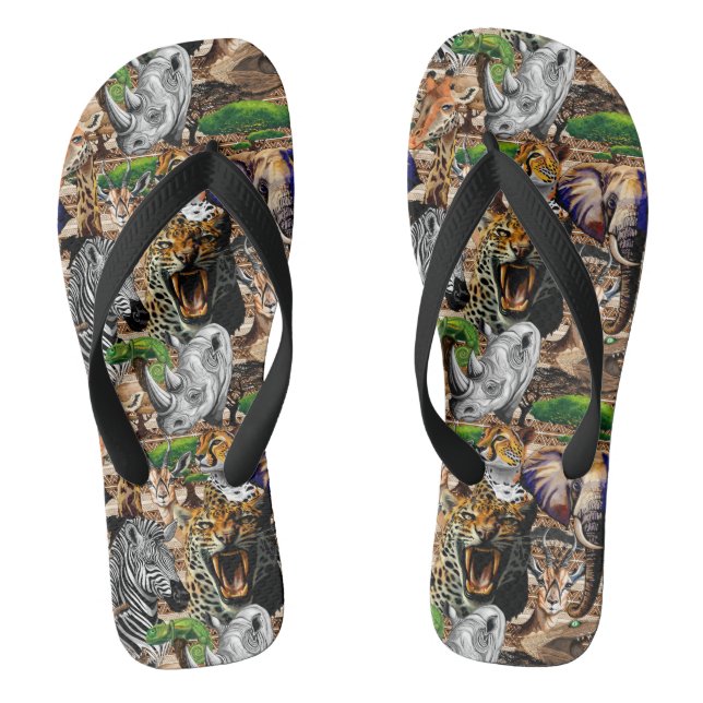 Wild African Savanna Animals Jandals (Footbed)