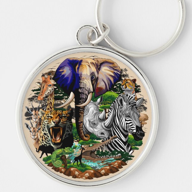 Wild African Savanna Animals Key Ring (Front)