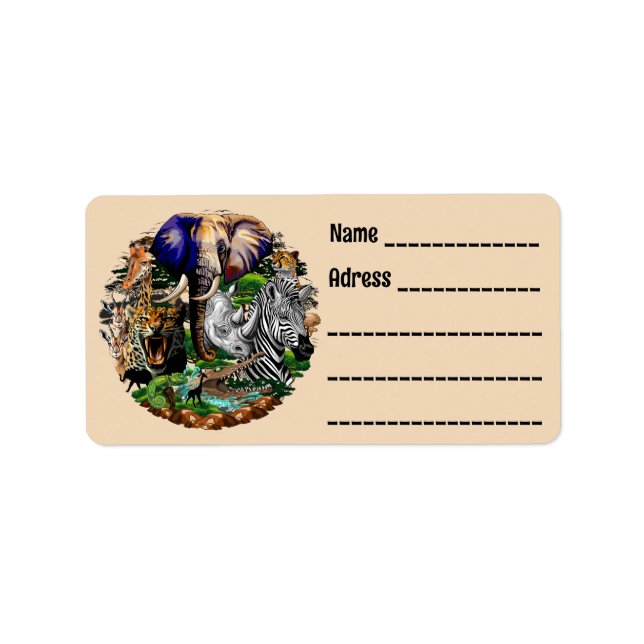 Wild African Savanna Animals Label (Front)