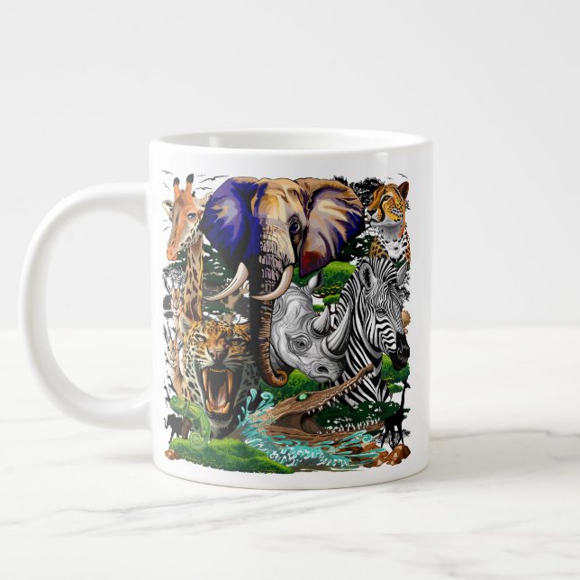 Wild African Savanna Animals Large Coffee Mug (Left)