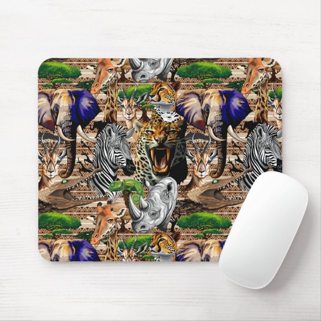 Wild African Savanna Animals Mouse Pad (With Mouse)