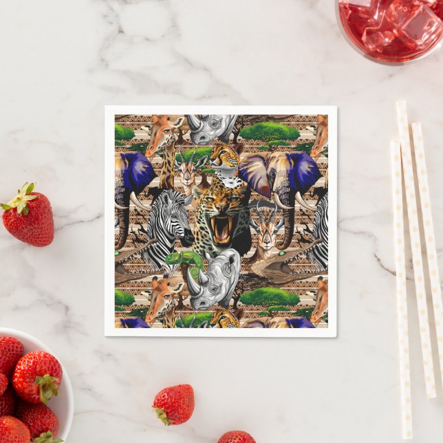 Wild African Savanna Animals Napkin (Insitu)