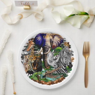 Wild African Savanna Animals Paper Plate