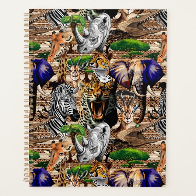 Wild African Savanna Animals Planner (Front)