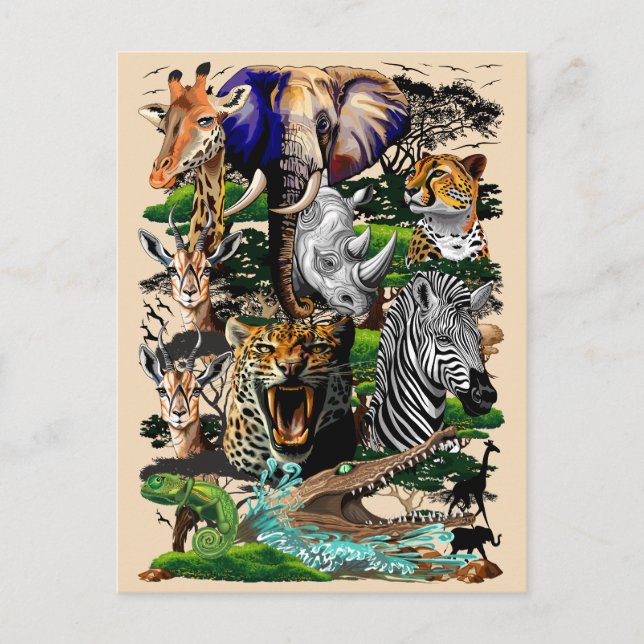 Wild African Savanna Animals Postcard (Front)