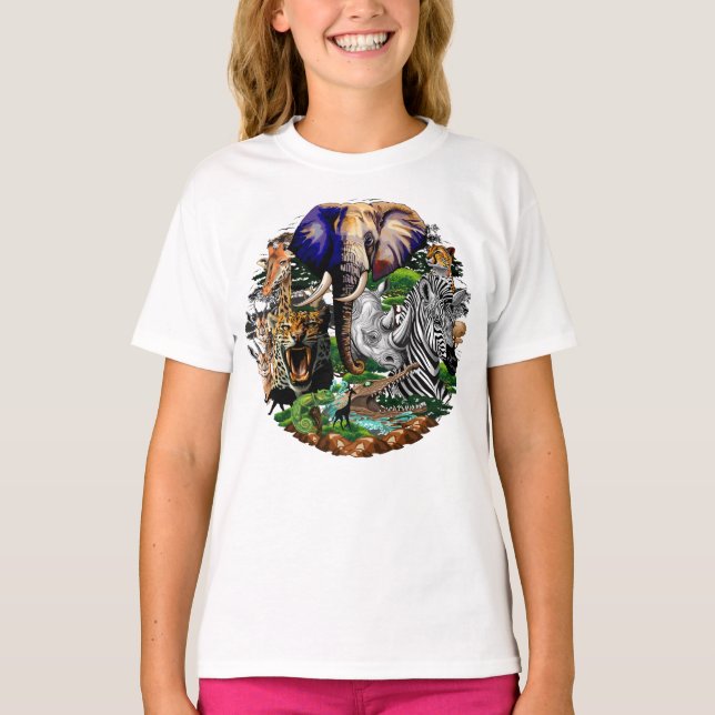Wild African Savanna Animals T-Shirt (Front)