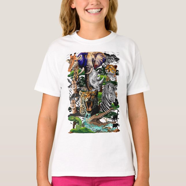 Wild African Savanna Animals T-Shirt (Front)