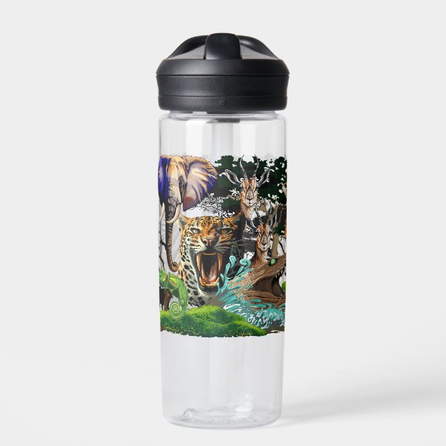 Wild African Savanna Animals Water Bottle (Front)