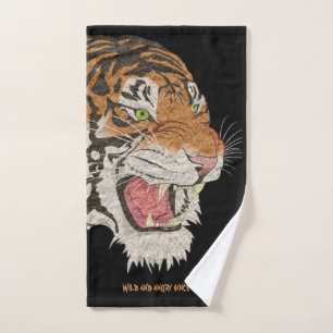 Wild and angry tiger Awesome watercolor painting Hand Towel
