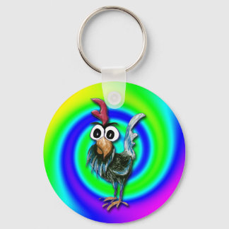 Wild and Crazy Rooster Keychain