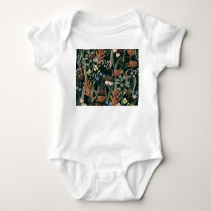 Wild and Dried Flowers Pattern. Baby Bodysuit