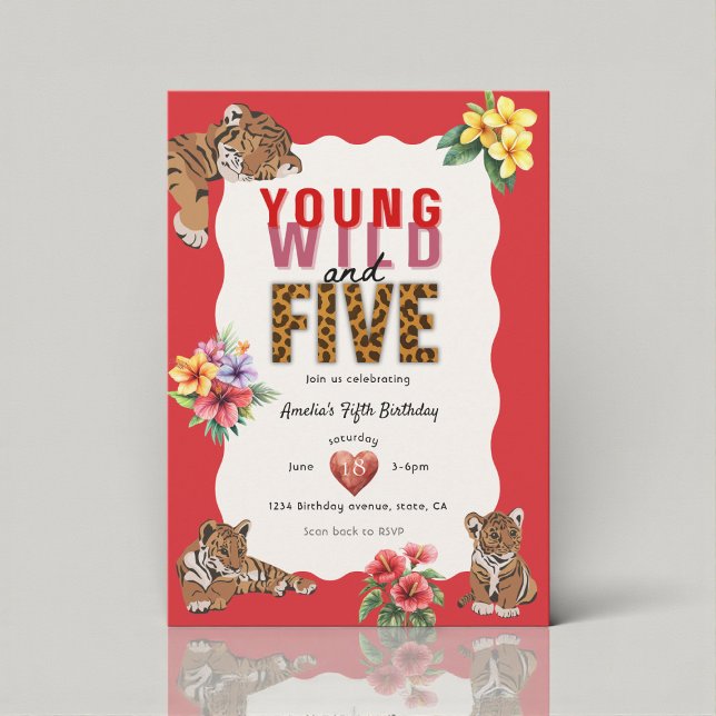 Wild and Five Tiger Cub Jungle Party Invitation (Creator Uploaded)