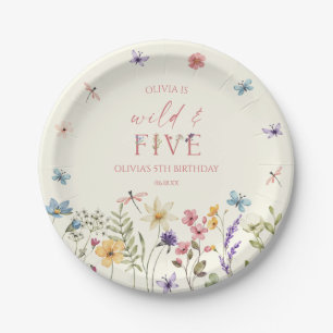 Wild and Five Wildflower 5th Birthday Party Paper Plate
