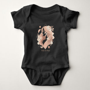 Wild and Free Aesthetic Boho Line Art Women T-Shir Baby Bodysuit