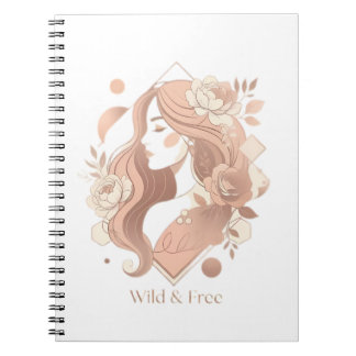 Wild and Free Aesthetic Boho Line Art Women T-Shir Notebook