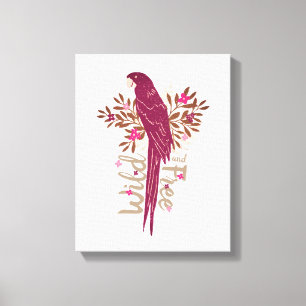 Wild and Free Ara Parrot Tropical Leaves Canvas Print