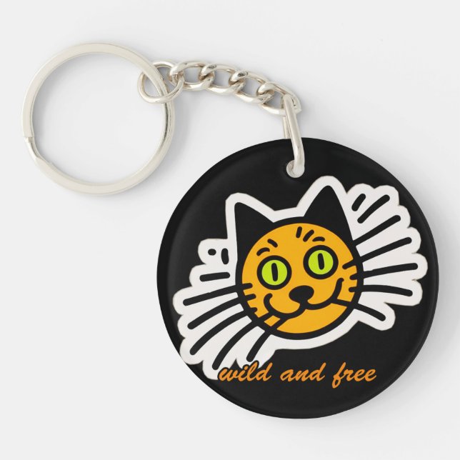 Wild and Free Black Cat Key Ring (Front)