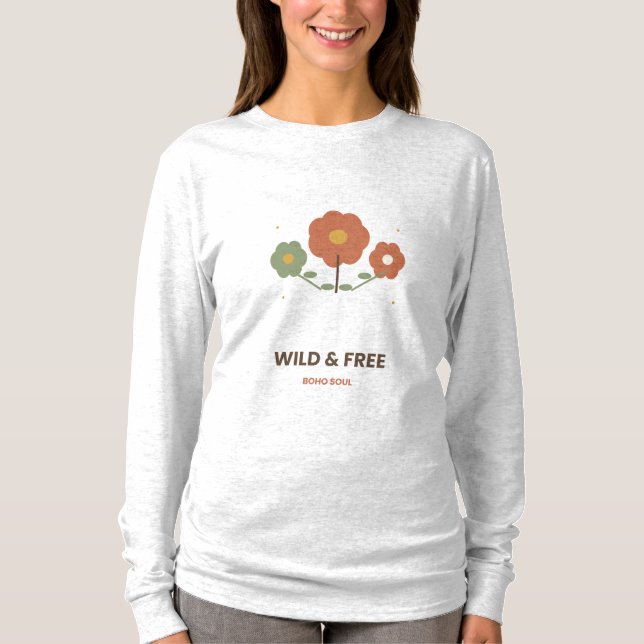 Wild and Free Boho Wildflower T-Shirt (Front)