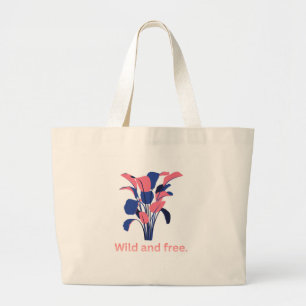 'Wild And Free' Botanical Aesthetic  Large Tote Bag