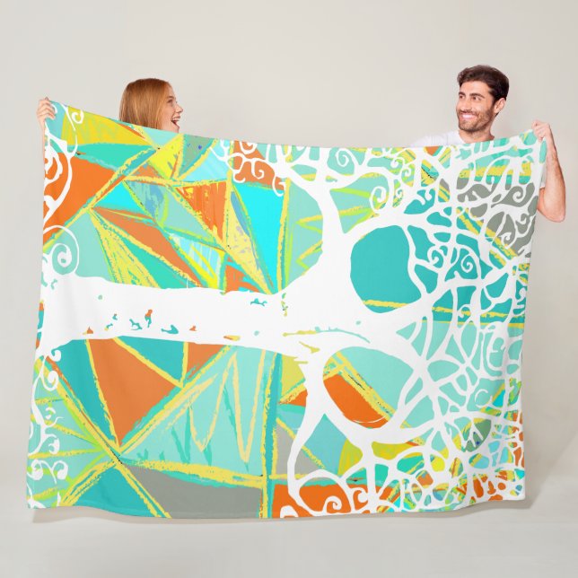 Wild and Free Boys Room Abstract Triangle Pattern Fleece Blanket (In Situ)