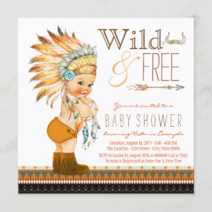 Wild and Free Boys Tribal Baby Shower Invitation