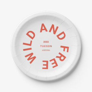 Wild And Free Burnt Orange Camping Theme Paper Plate