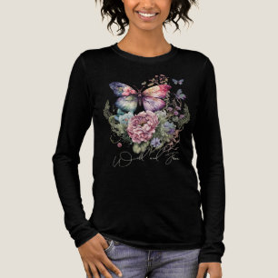 Wild And Free Butterfly Floral Wild Flowers Tri-Blend Shirt
