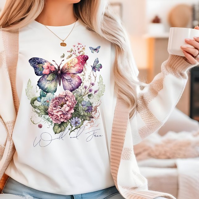 Wild And Free Butterfly Floral Wild Flowers Tri-Blend Shirt (Creator Uploaded)