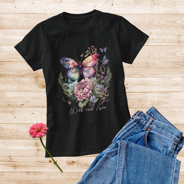 Wild And Free Butterfly Floral Wild Flowers Tri-Blend Shirt (Creator Uploaded)