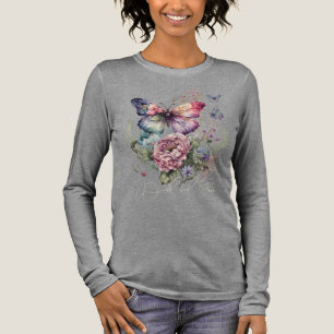 Wild And Free Butterfly Floral Wild Flowers Tri-Blend Shirt