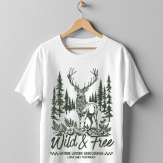 Wild and Free Deer Forest Nature T-Shirt