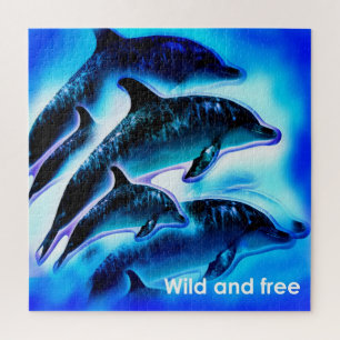 Wild and free dolphins art jigsaw puzzle