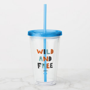 Wild and Free   Doodle Letters Acrylic Tumbler